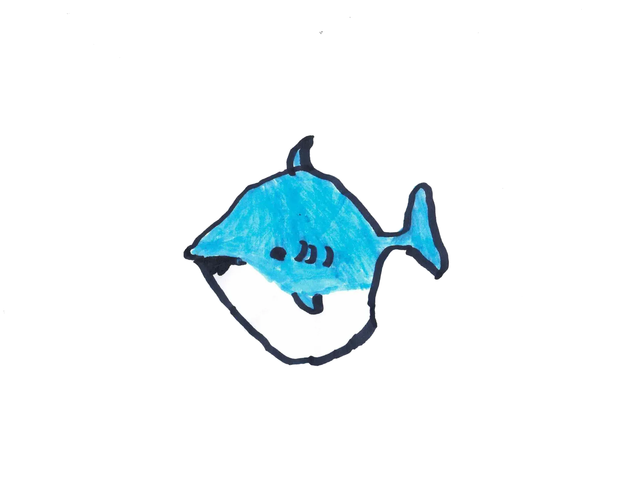 A friendly blue shark drawing